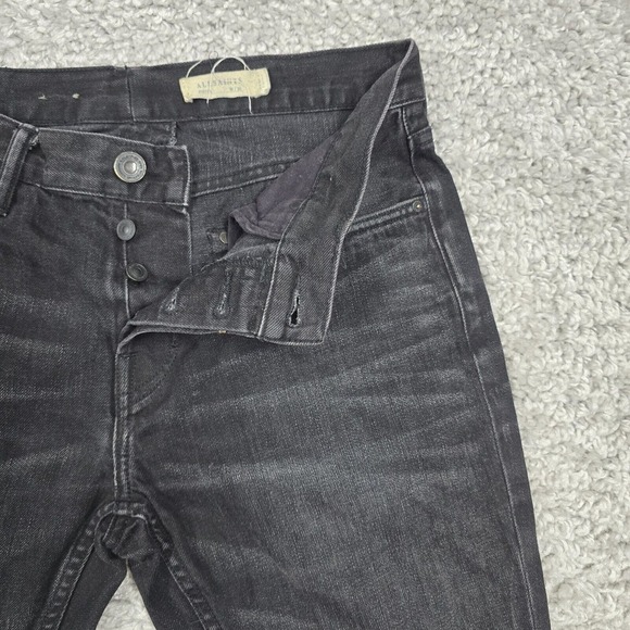 AllSaints Jeans Mens 30x26 Black Sgurr Pistol Skinny Button Up Denim Grunge Punk - Picture 3 of 11